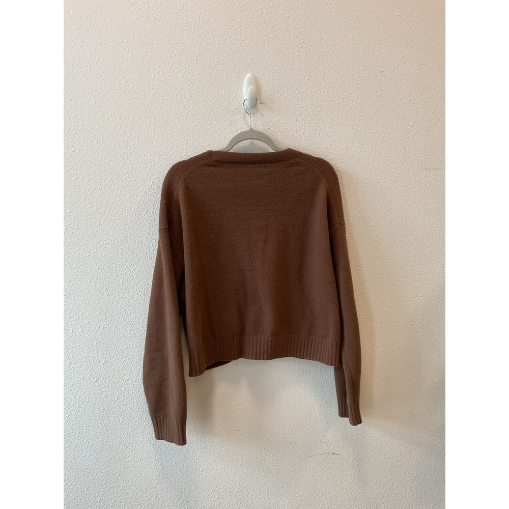 Oak + Fort Cardigan Sweater Womens S/M Brown V-Neck Buttons - Picture 2 of 9